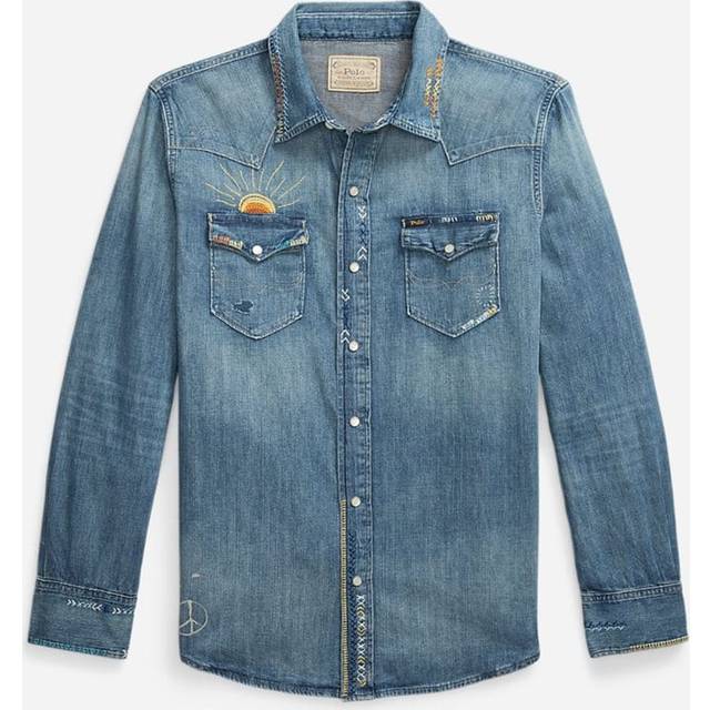 Polo Ralph Lauren Cotton Regular Fit Denim Western Shirt, Kelley