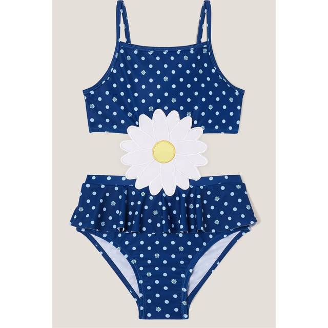 Monsoon Kids' Daisy Polka Dot Swimsuit, Blue