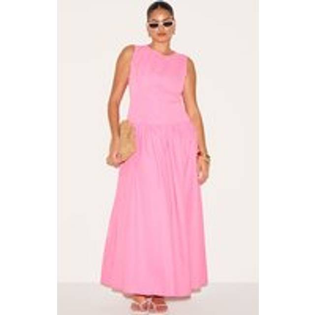 Plus Candy Pink Button Down Drop Waist Maxi Dress, Pink - 24