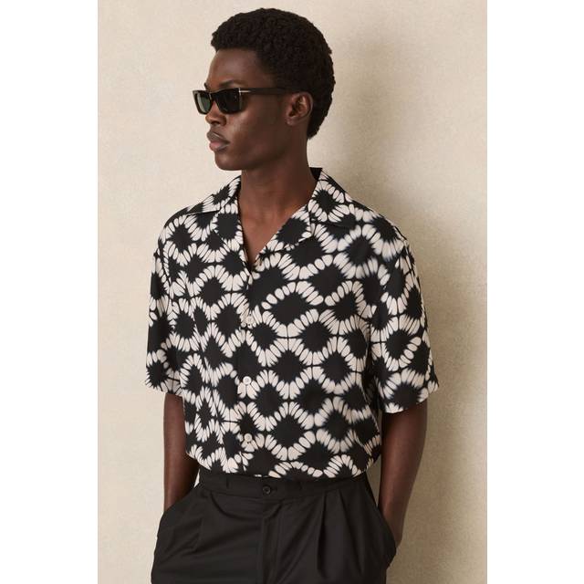 Reiss Makarb Abstract Floral Regular Fit Shirt, Black/Multi