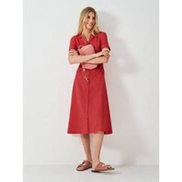Crew Clothing Ava Linen Rich Shirt Dress, Bright Red