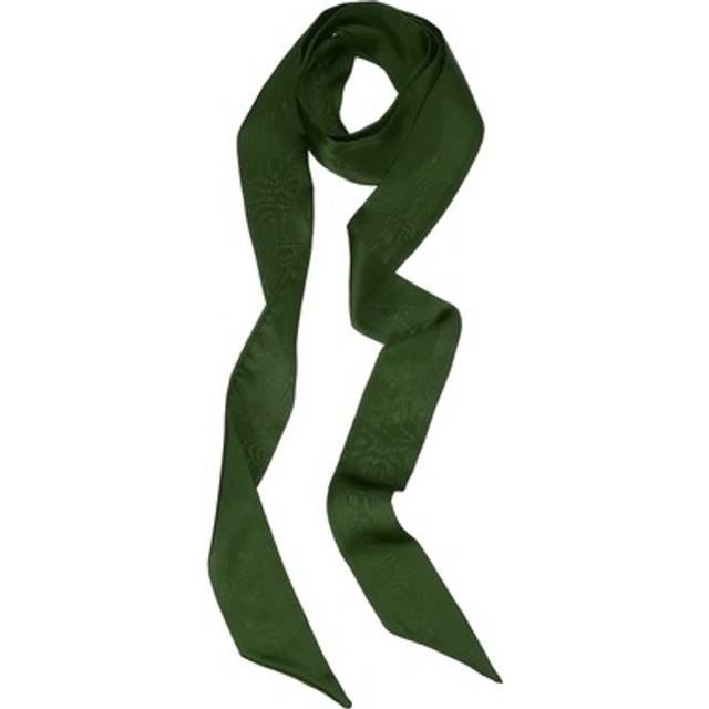 Stylish ribbon scarf long silk solid color skinny scarves dark green