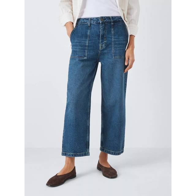 John Lewis Cropped Wide Leg Jeans, Blue