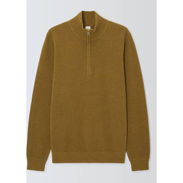John Lewis Seed Stitch Cotton Knit Half Zip Jumper