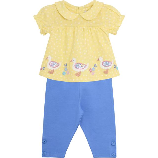 JoJo Maman Bébé Duck Applique Top and Leggings Set, Yellow