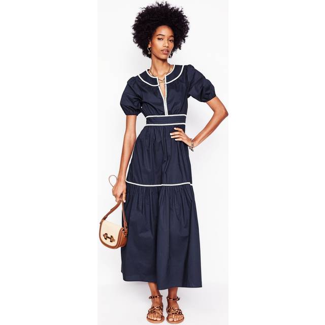 Boden Rhea Embroidered Midi Dress, Navy