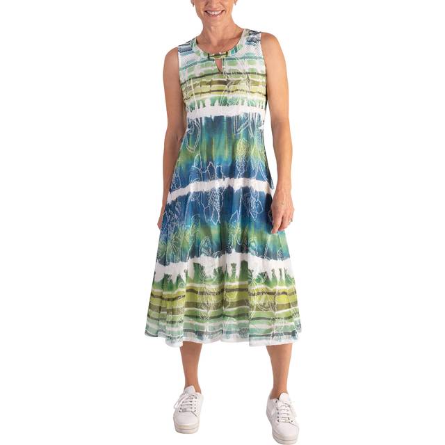 chesca Tie Dye Stripe Dress, White/Multi