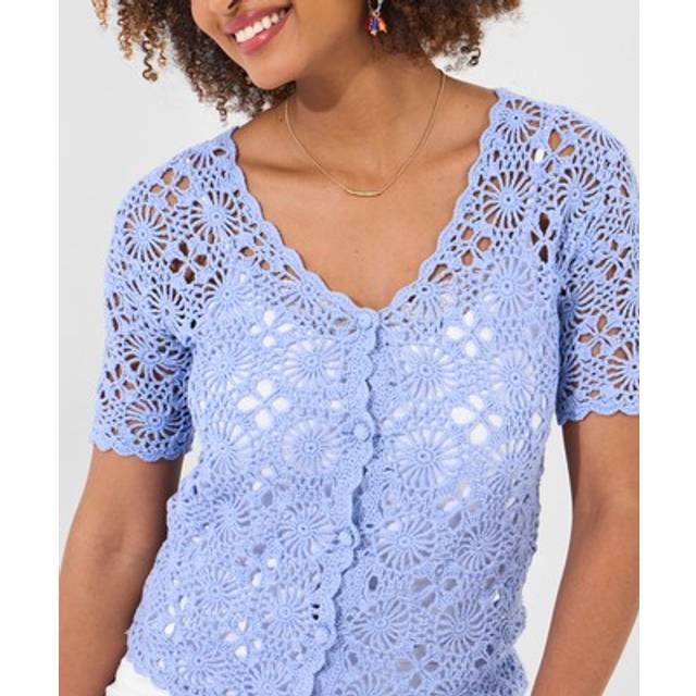 Women's Summer Love Crochet Cardigan - Size Medium - Blue - by Joe Browns