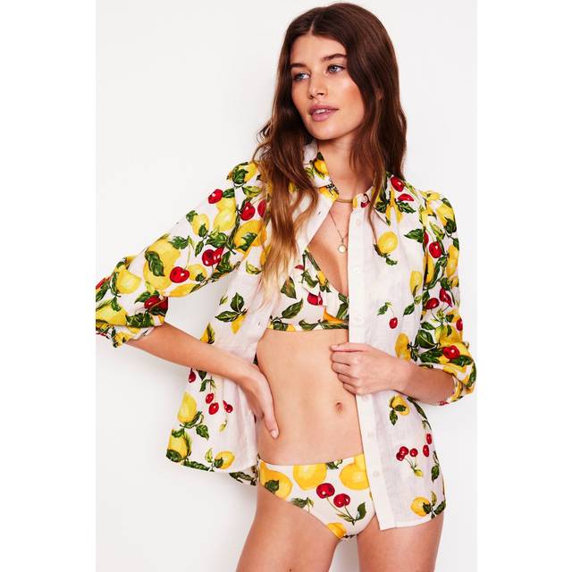 Boden Classic Lemon & Cherry Print Bikini Bottoms, Yellow/Multi