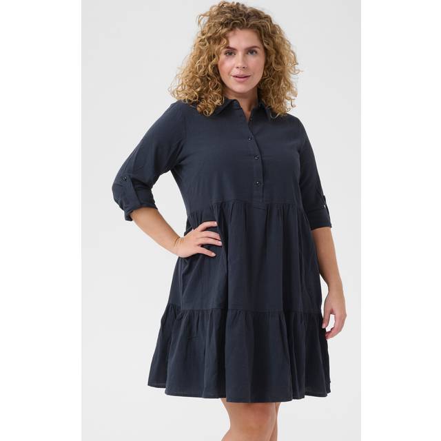 Kaffe Curve Kcnana Dress Dam Korta Klänningar Stl. 50 - Från Magasin - Midnight Marine (50)