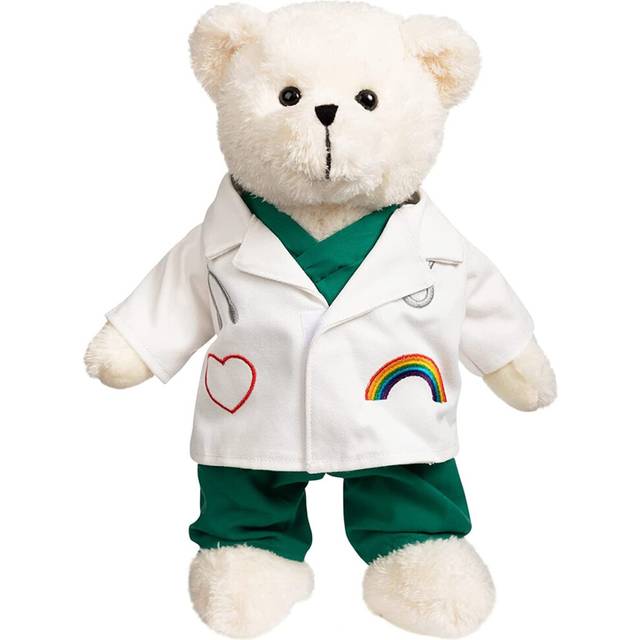HollyHOME Doctor Bear Stuffed Animal Plush Teddy Bear in Scrubs and White Coat Gifts for Doctors Students and Kids 16 inches Cream
