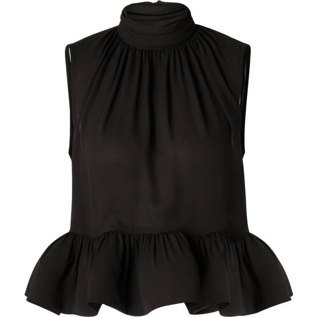 MALINA Lune Halterneck Frilled Hem Blouse |Svart |44