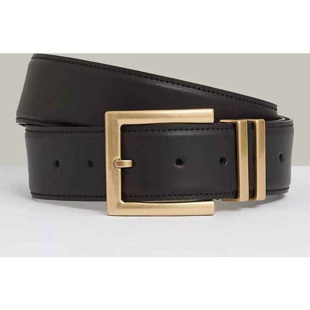 Reiss Reiss Chocolate Brompton Leather Square Buckle Belt
