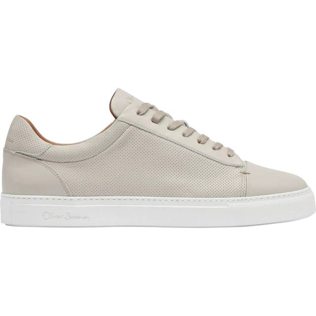 Men's Oliver Sweeney Almada Mens Perforated Leather Trainers - Cream - Size: 9