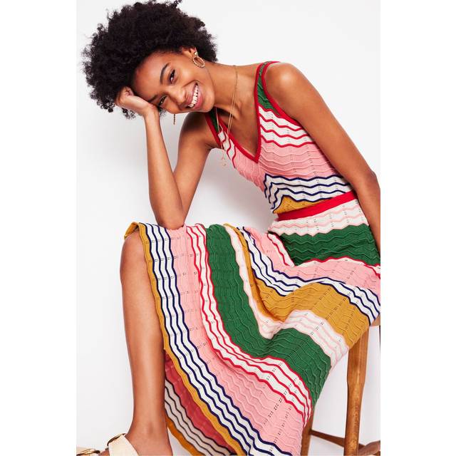Boden V-Neck Knitted Maxi Dress, Multi