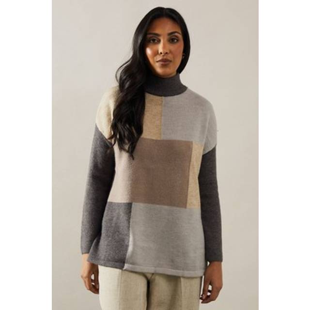 Womens Petite Colourblock Stitch Jumper - Multi