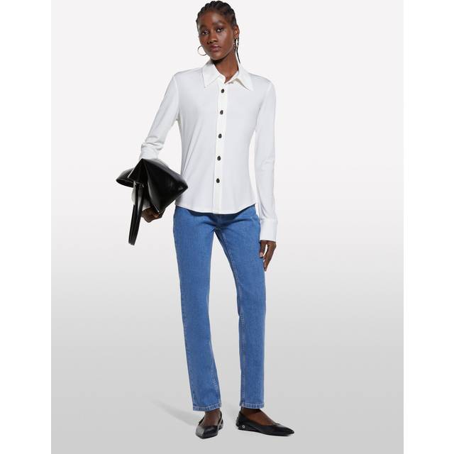 SISLEY Crepe Jersey Slim Fit Shirt, White