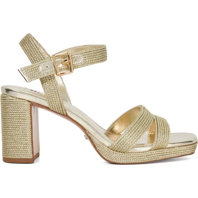 Dune London Manifesting Block Heeled Sandals, Gold