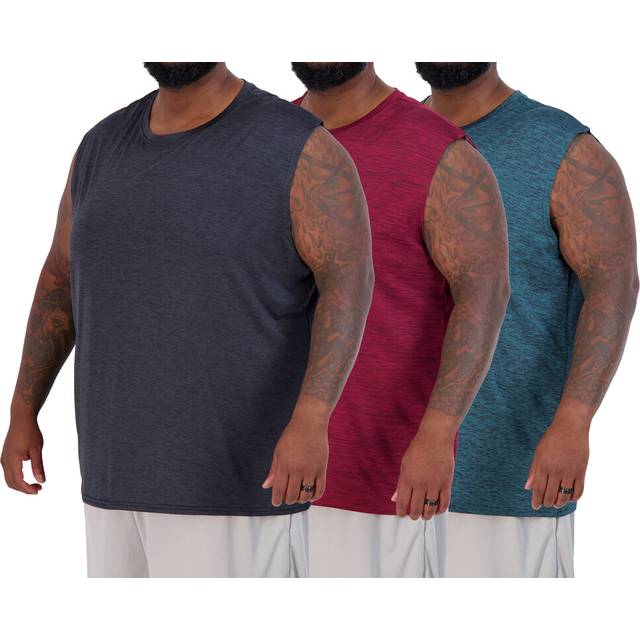 3 Pack: Mens Big and Tall Active Quick Dry Fit Tank Top Wicking Active Athletic gym Top Plus Size clothes Lounge Sleep Running Essentials Sleeveless W