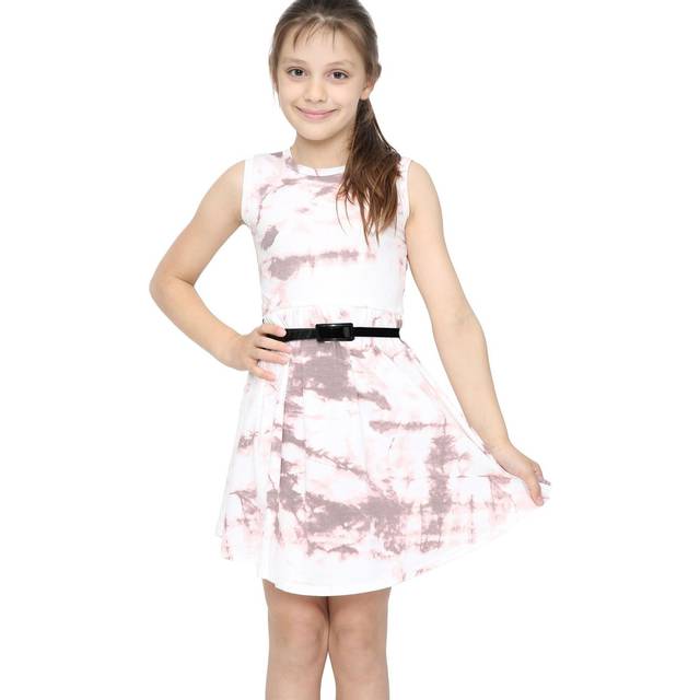 (11-12 Years, Rust) Girls Skater Dress Rust Tie Dye Sleeveless 5-13