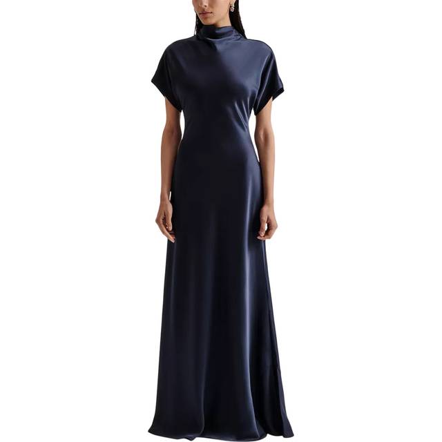 Malina Alivia Satin Maxi Dress, Dark Blue