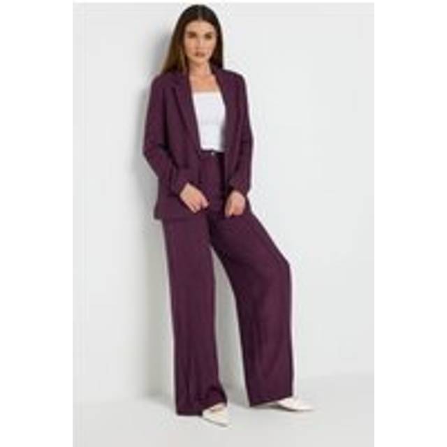Lts Tall Purple Linen Pleated Wide Leg Trousers Ex Long > 12 Lts | Tall Women's Linen Trousers - Ex Long 12