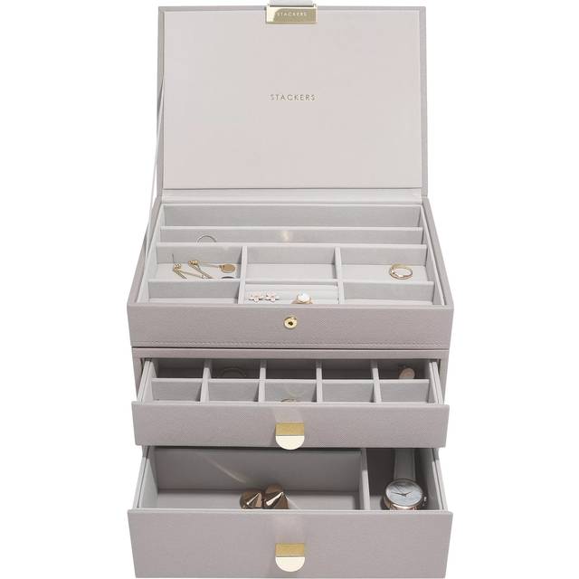 Stackers Faux Leather Classic Jewellery Box 2-Drawer Set