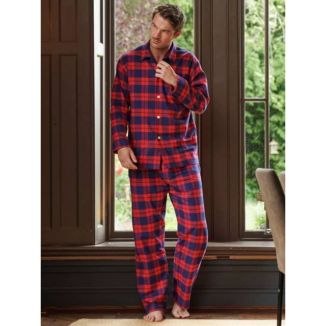 "Dumbarton" Tartan Brushed Cotton Pyjama Set - Red - M