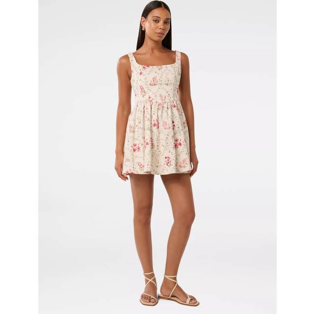 Forever New Brielle Floral Lace Up Mini Dress, Pink/Multi