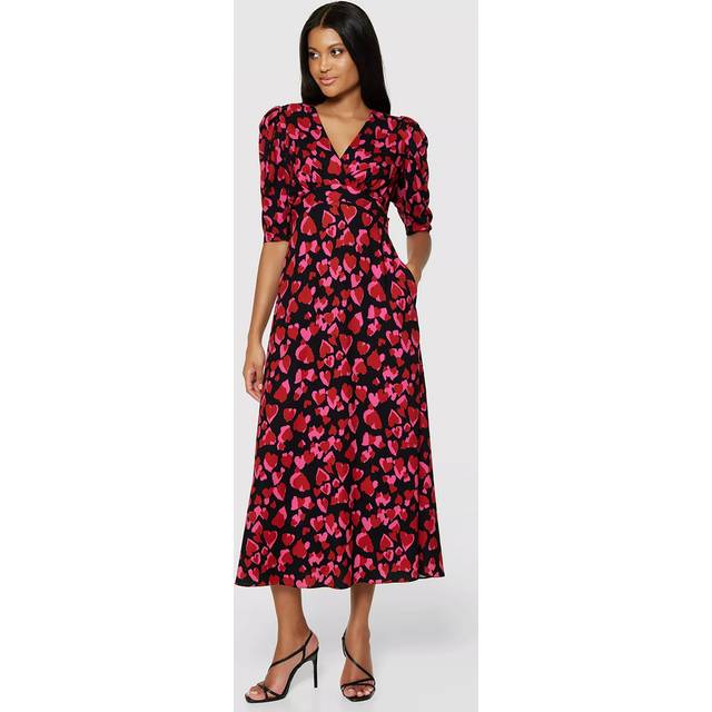 Closet London Empire Line Heart Print Midi Dress