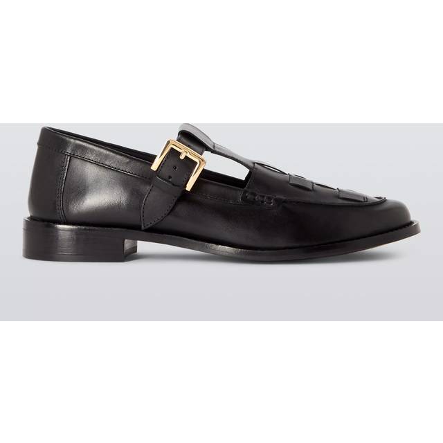 John Lewis Giselle Leather Woven T-Bar Mary Jane Loafers