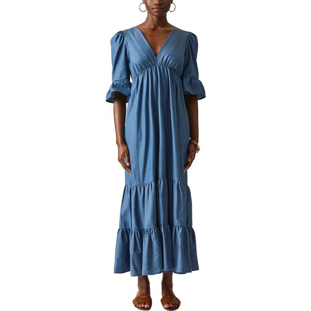 James Lakeland Tiered Denim Maxi Dress, Blue