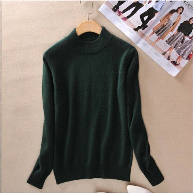 (Dark green, XL/UK14) Women's sweater turtleneck sweater fine knit sweater knit sweater 2023