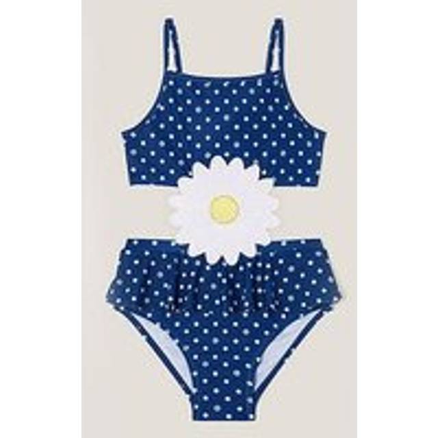 Monsoon Kids' Daisy Polka Dot Swimsuit, Blue