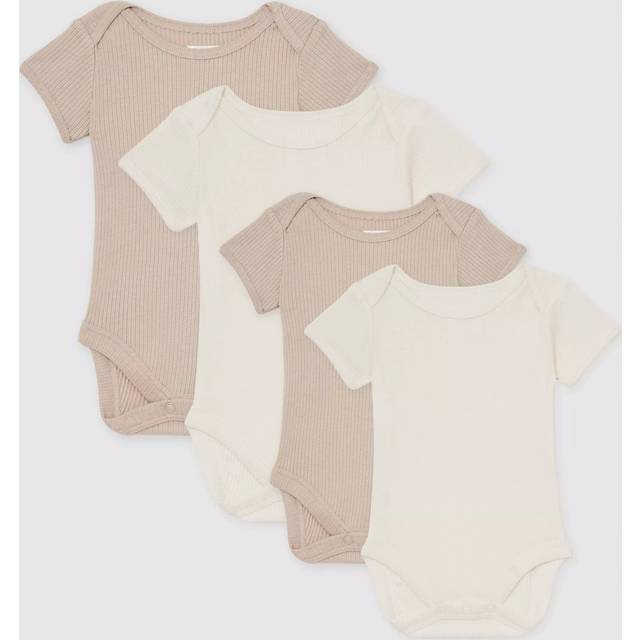 Reiss Baby Cotton Blend Bodysuit, Pack of 4, Neutral