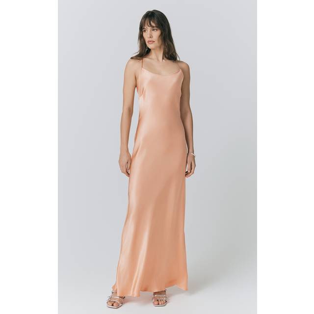 Ghost Kallie Cross Back Satin Maxi Dress, Peach