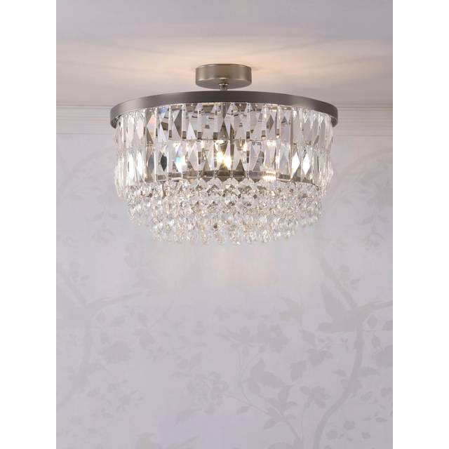 Laura Ashley Rhosill Semi-Flush Ceiling Light, Pewter