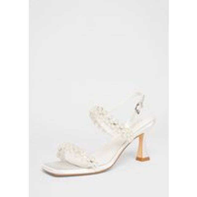 QUIZ White Bridal Wide Fit Embellished Heels - uk 5