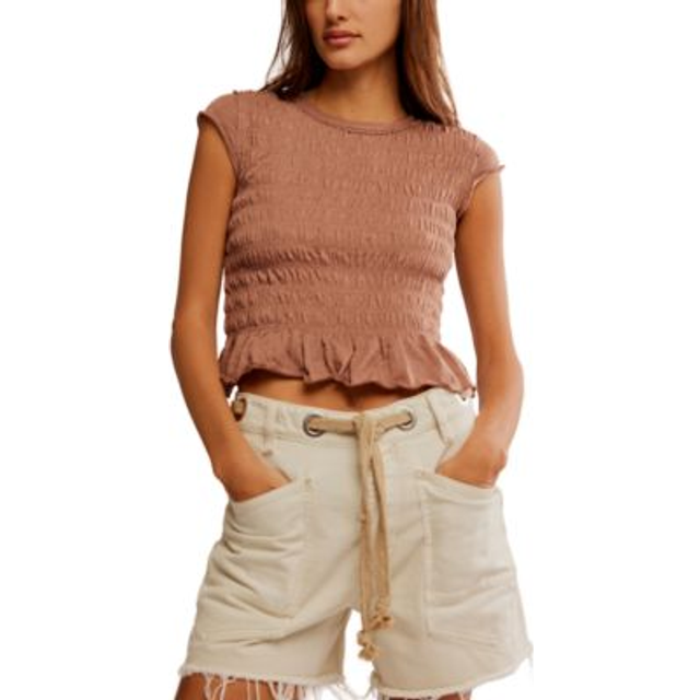 We The Free Sylvie Tee in Praline, Size: Large