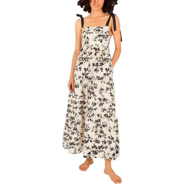 Traffic People Lily Long Hot Summer Floral Dress, Black/White