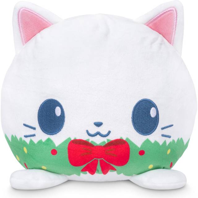 "Teeturtle Reversible 6"""""""" Holiday Wreath Cat Plushie - Cute Kawaii Soft Stuffed Animal"