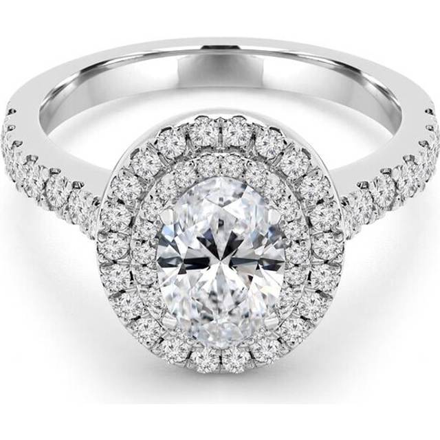 Majesty Diamonds MD240214-8.5 1.4 CTW Oval Diamond Cathedral Double Oval Halo Engagement Ring in 14K White Gold - Size 8.5