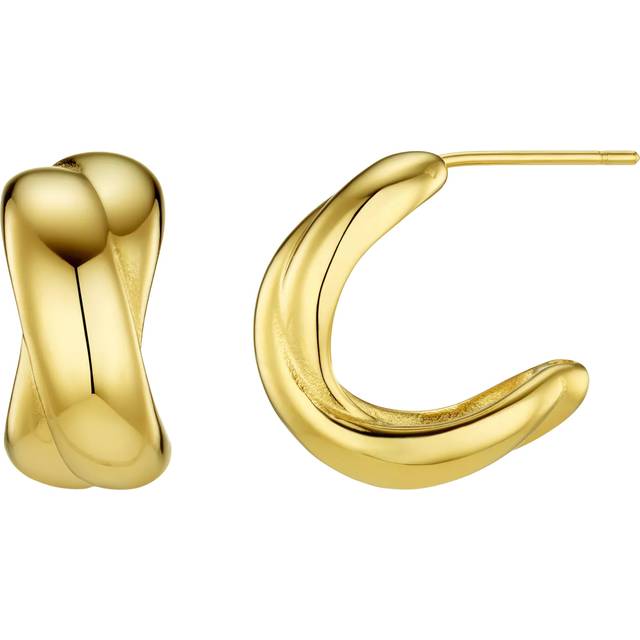 LUXE Waterproof Polished Crossover Hoop Earrings