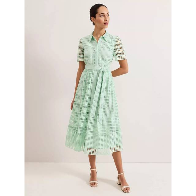 Phase Eight Sandy Lace Tie Waist Dress, Green