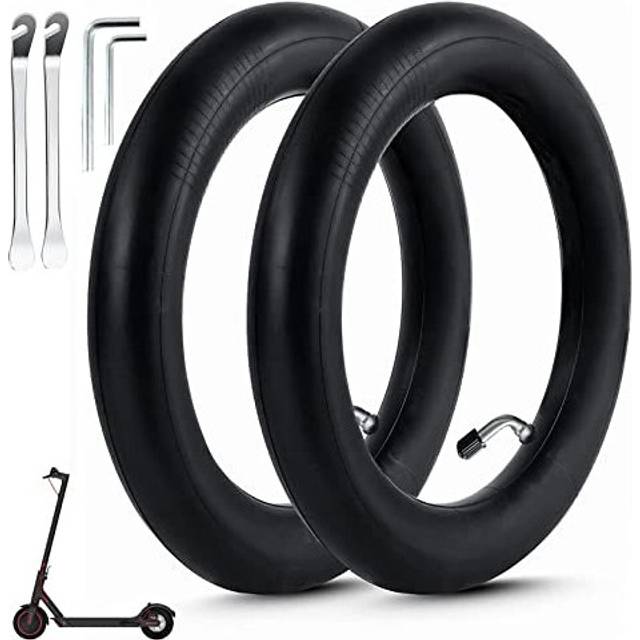 2 Pack 10 x 2.125 Inner Tube Inflatable Front/Rear Tires Double Thickness Anti-slip Replacement Tires for Electric Scooter 0 Valve Angle with