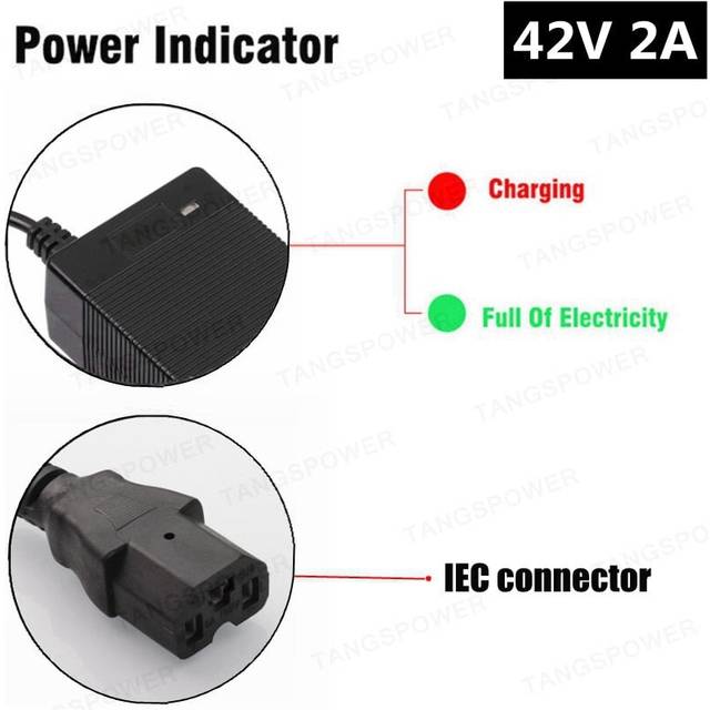 (3P Plug, UK) 42V 2A Lithium Battery Charger for 36V Li-ion battery pack electric bike scooter charger For Xiaomi M365 accessories