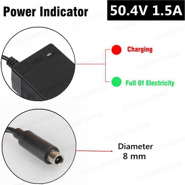 (DC 8mm, EU) 50.4V 1.5A lithium battery charger for 12Series 44.4V Li-ion battery pack electric bike electric scooter charger