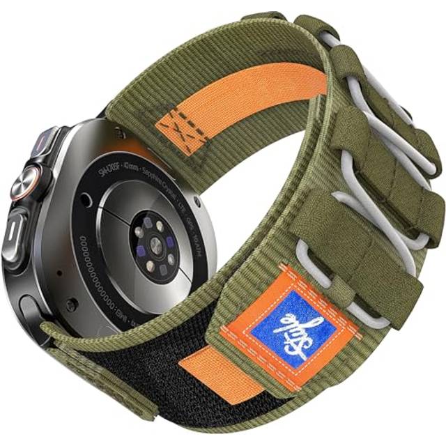 TiMOVO Nylon Sports Woven Band Straps Compatible With Samsung Galaxy Watch Ultra 47mm for Men Women, Rugged Breathable Sport Loop Nylon Strap for Samsung Galaxy Ultra 47mm Watch Bands, Army Green