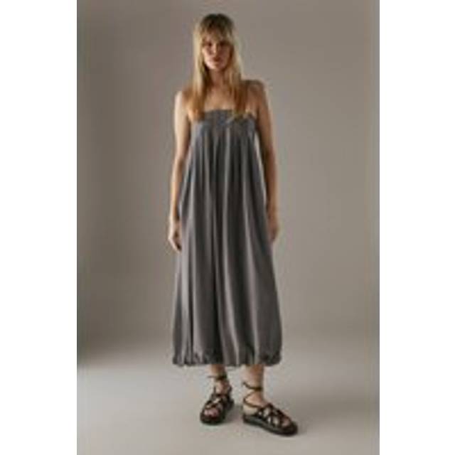 Womens Strappy Seam Detail Bubble Midi Sundress - Grey - 12