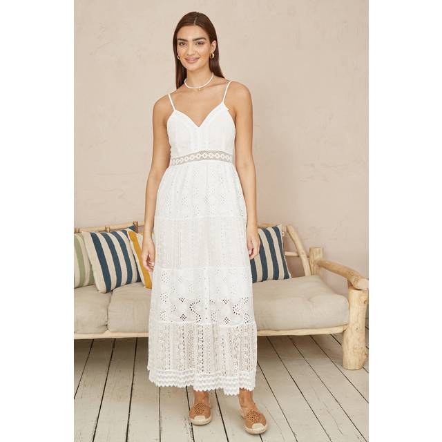 Yumi Strappy Tiered Maxi Dress, White